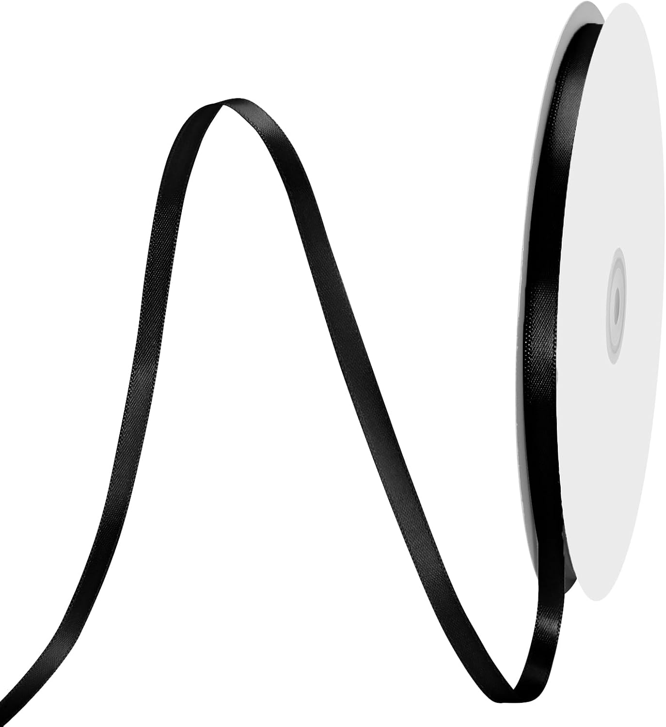 1/4" X 100 Yards Black Satin Thin Ribbon Solid Color Double Faced Ribbons Perfect for Crafts Wedding Decor Bow Making Arts Sewing and More