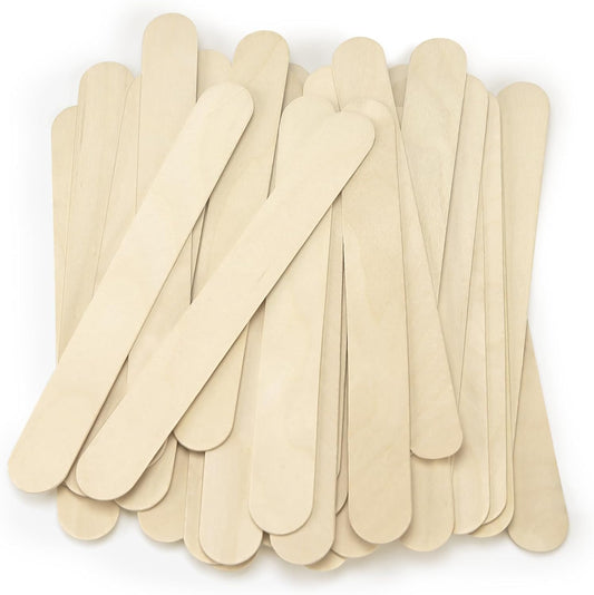 WISYOK 8'' Jumbo Craft Sticks - 42pcs Extra Large Natural Premium Wood, Ice Cream Sticks, Wooden Jumbo Sticks, Large Tongue Depressors, Plant Labels, Hair Removal and Waxing Supplies, Crafting