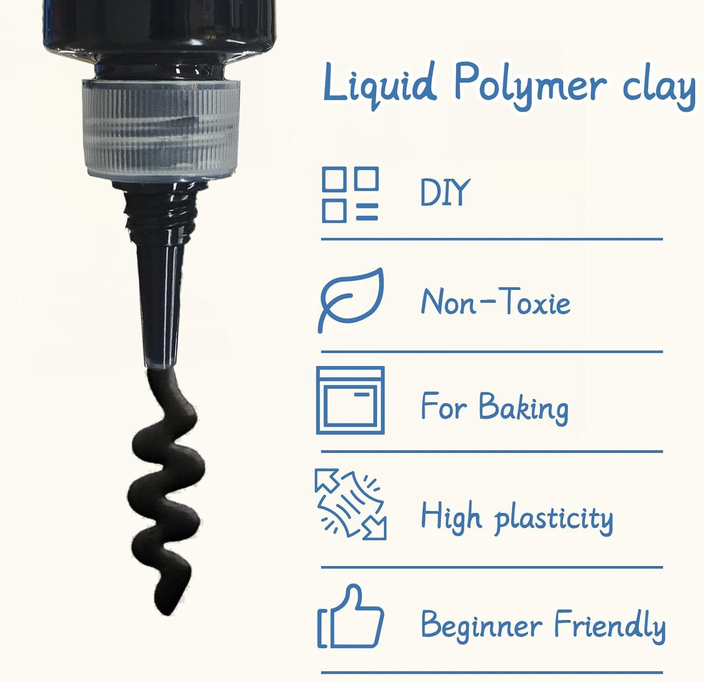 Liquid Polymer Clay Black 4.2oz, Liquid Clay for Polymer Clay Oven-Bake, for DIY Enthusiasts, Education and Crafting, Easy to Shape & Multi-Mold Compatible