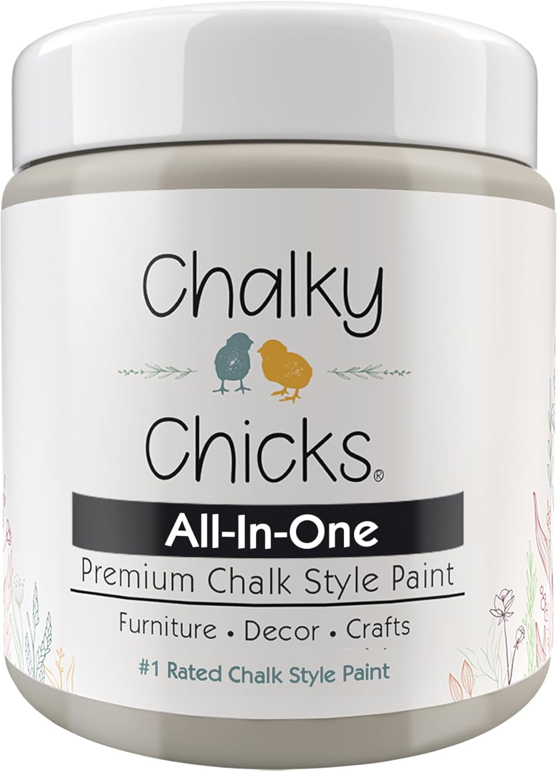 Chalky Chicks All-in-One Chalk Paint for Furniture or Cabinet - 8 Fl Oz - Matte Finish Wolf Gray (Gray/Beige) for Metal, Wood Furniture Paint - No Sanding All-in-One for Home Decor & Crafts, USA Made