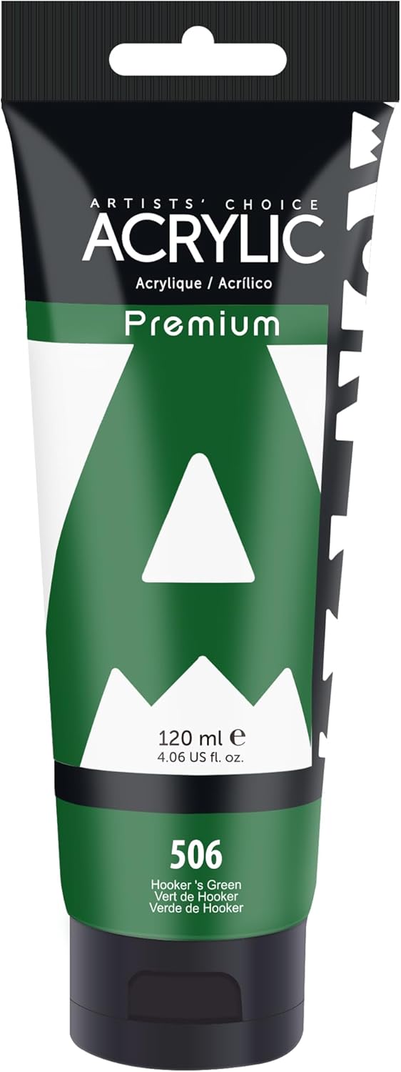 AUREUO Hooker's Green Acrylic Paint, 4 Fl Oz / 120ml Single Tube, Rich Pigment Art Craft Paints for Canvas, Rocks, Wood, Ceramic, Fabric - Art Supplies for Beginners, Professionals, Artists