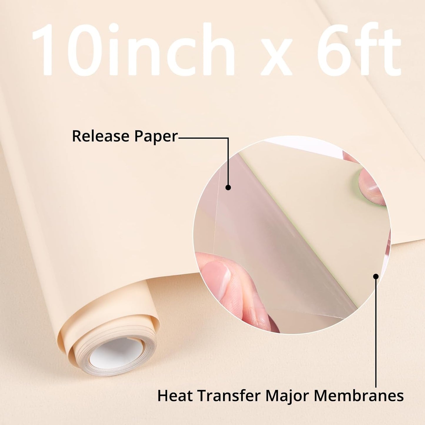 HTVRONT Puff Vinyl Heat Transfer -10" x 6ft Beige 3D Puff Heat Transfer Vinyl Foaming Colorful Puffy Iron on Vinyl for T-Shirt- Cream Puff Htv Vinyl for Compatible with Cricut Cutting Machine