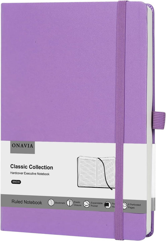 Lined Journal Notebooks for Work, Travel, College, A5 Size 100 GSM Thick Paper, Classic Ruled Journaling Notebook, Hardcover Notepad for Writing 160 Pages, 5.5 x 8.3 inch, Purple