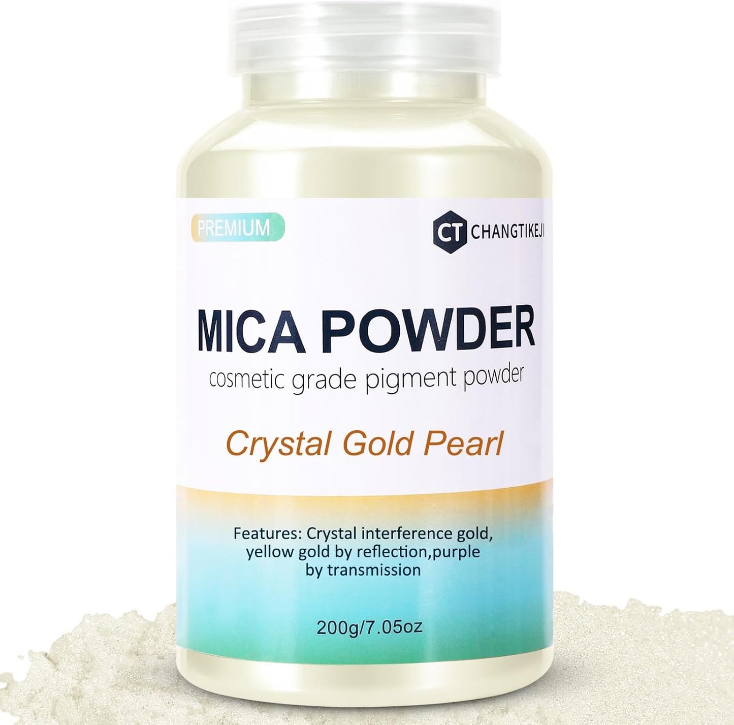 Mica Powder,7.05OZ（200g）,Crystal Gold Pearl Mica Powder Pigment for Epoxy Resin，Lip Gloss，Car Paint，Dye，Soap Making，Nail Polish,Epoxy Resin,Candle Making,Bath Bombs
