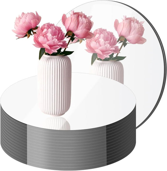 8" 12PCS Small Round Mirrors for Centerpieces, Circle Mirror Centerpieces for Tables, Mirror Tiles for Wall Table Wedding Centerpiece Mirrors Plates for Candle Anniversary Decorations DIY Craft