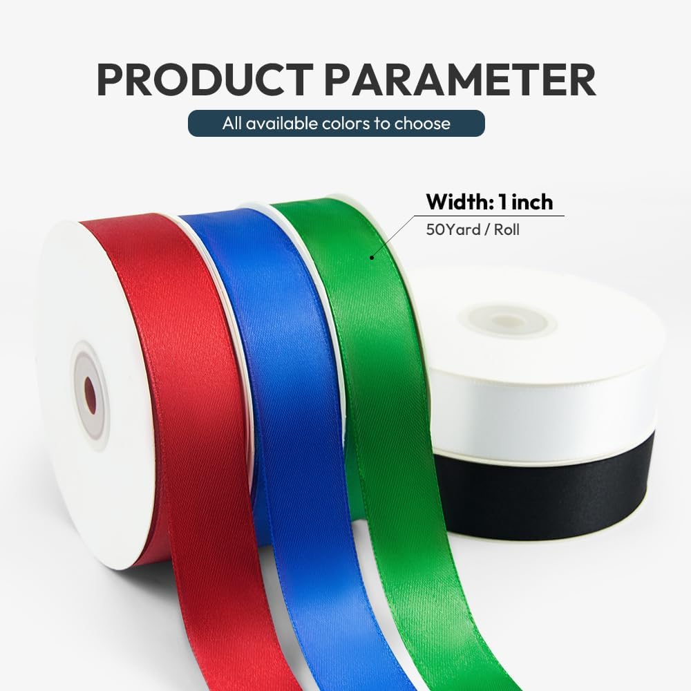 KMER LIFE 1 inch Wide x 50 Yards Navy Blue Single Faced Polyester Satin Ribbon, Navy Blue Satin Ribbon Perfect for Wedding Decor, Wreath, Crafts, Gift Wrapping & Other Projects (Navy Blue)