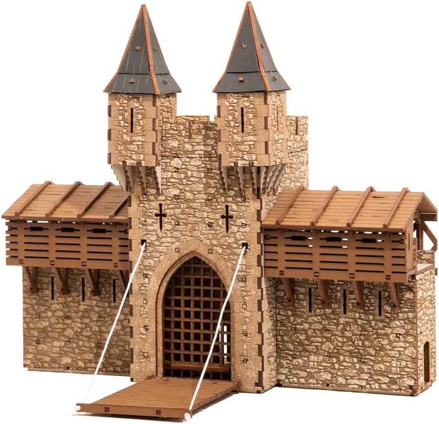 Barbican P - Castle gate - 3D Wooden Puzzle - DIY 28mm Scale Model Building Set for Adults and Collectors - Assembly kit - Tabletop Miniature Terrain Set