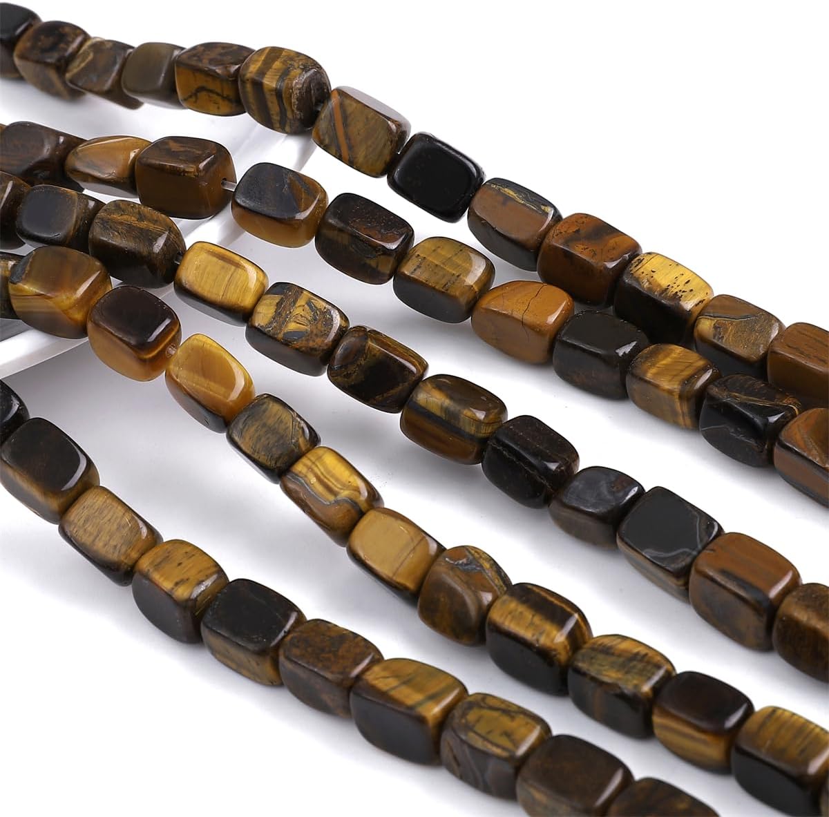 Natural Yellow Tiger Eye Cuboid Stone Loose Semi Gemstone Beads for Jewelry Making 8mmx12mm 38cm/Strand