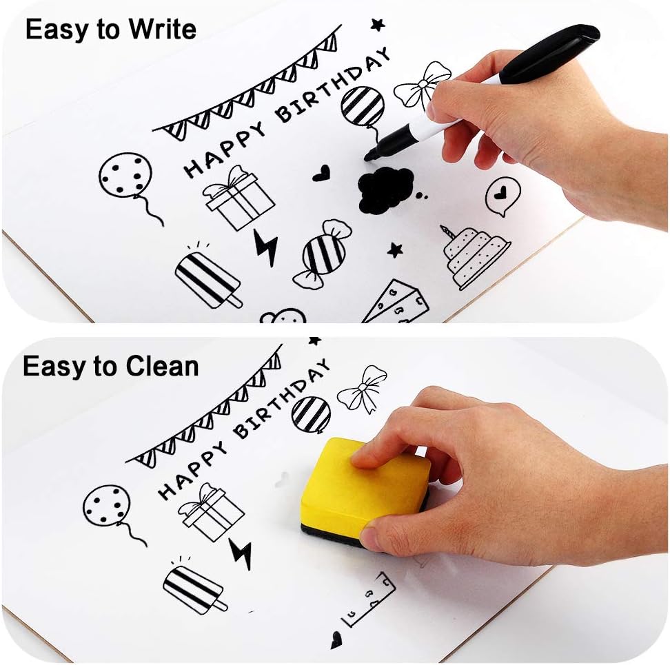 Dry Erase Lapboards, HERKKA 15 Pack Double Sided Dry Erase Lap Boards 9 x 12.5 Inch, 15 Markers, 15 Erasers, Small Dry Erase Boards for Students Classroom Teacher Supplies