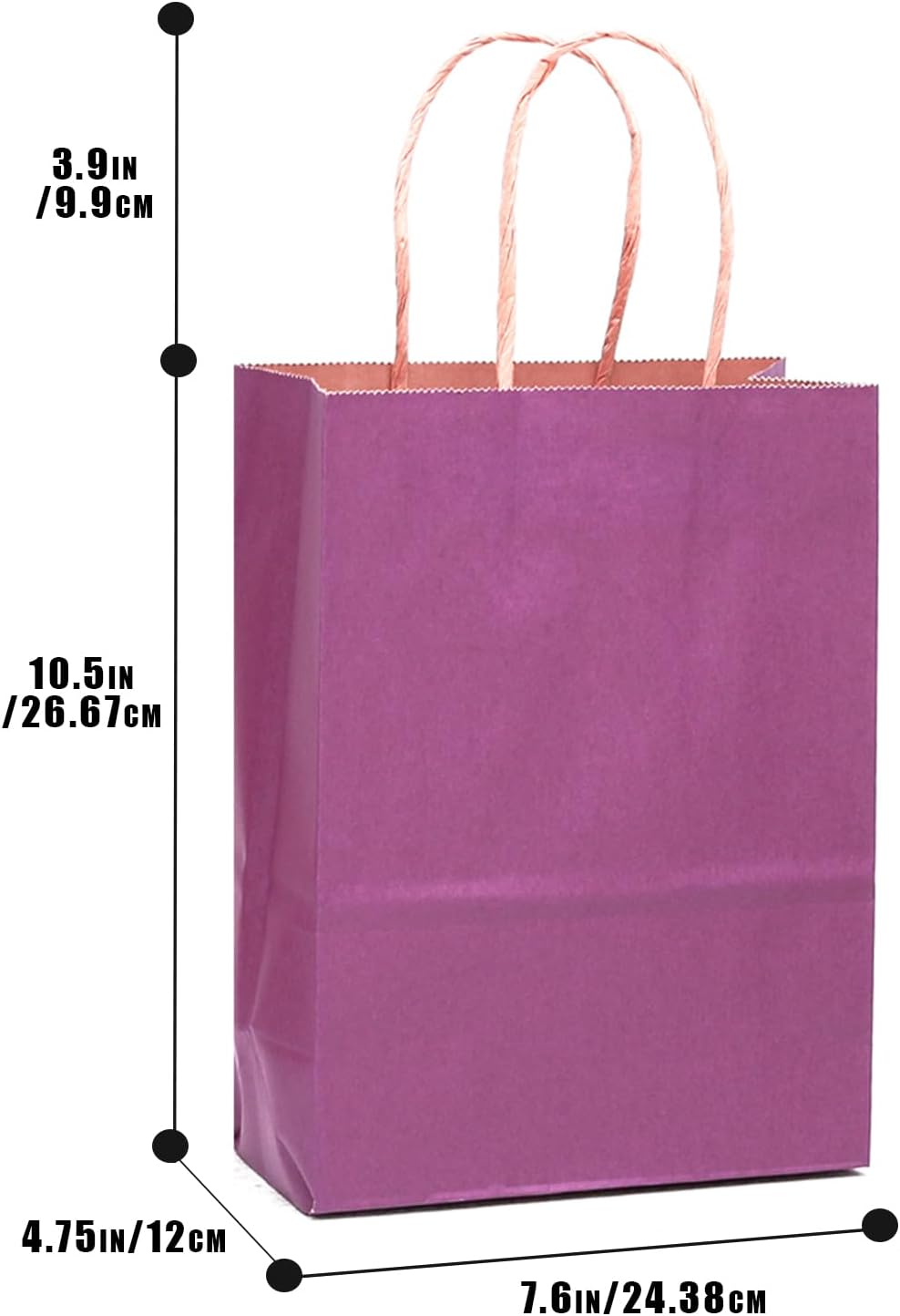 qiqee 32-Packs Deep Purple Paper Gift Bags with Handles Bulk 7.6"x4.75"x10.5" Medium Size Gift Bags Multiple Uses