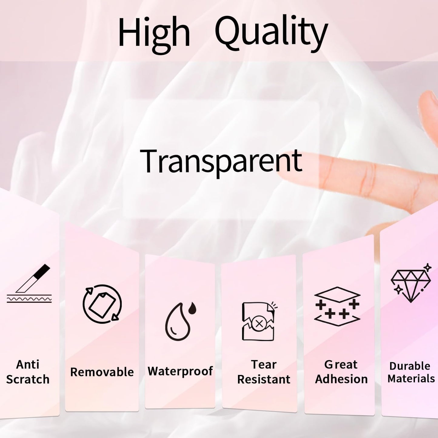 Transparent Clear Thermal Label Stickers, 2 x 1 Inch Printable Transparent Stickers, Holographic Pink Direct Clear Thermal Labels, Perforation Line Design- 200 Sheets