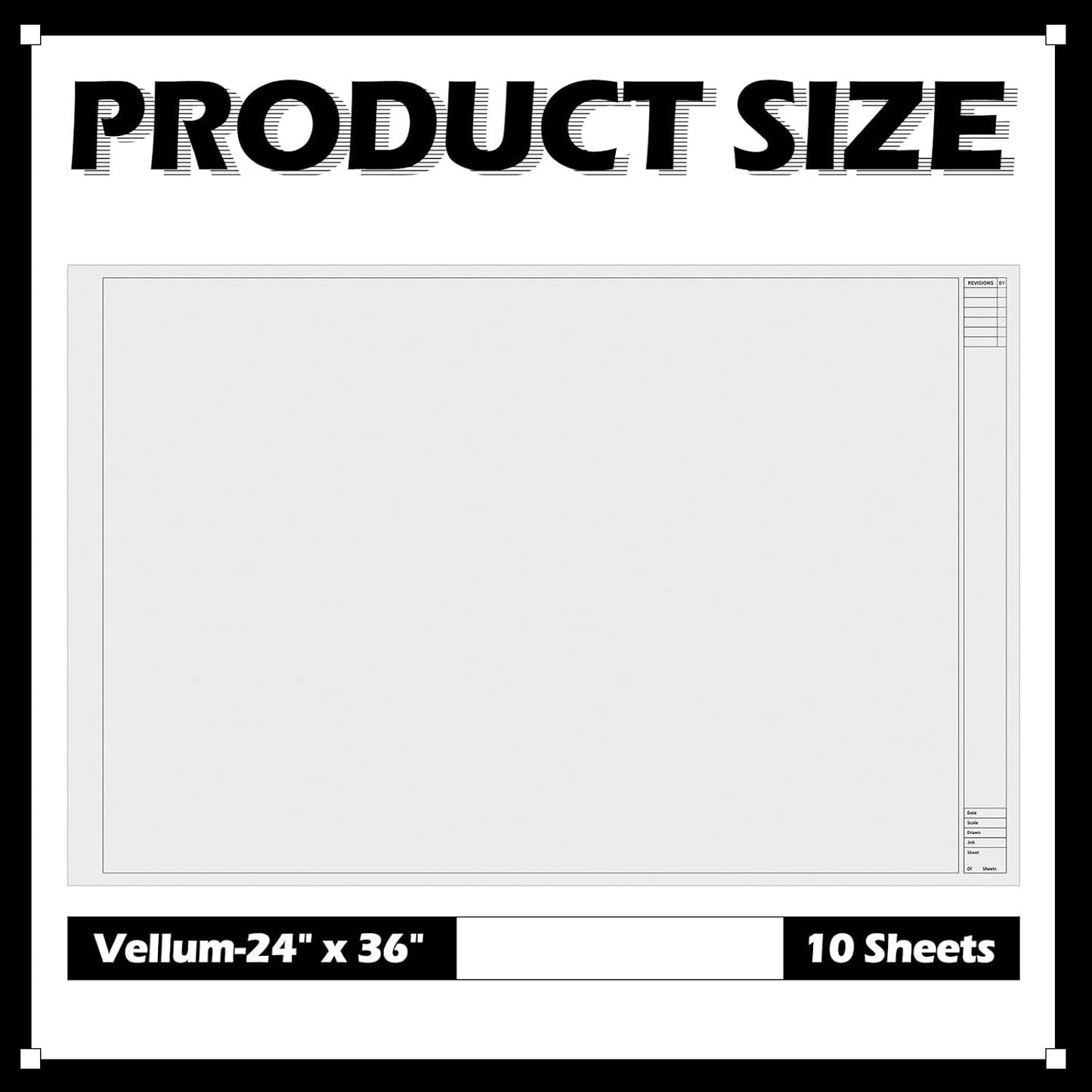 Gilprop 10 Sheets Architectural Vellum Paper 24" x 36" Drafting Vellum Tracing Sheets White Translucent Drafting Paper Rag with Border and Title Block for Drawing Sketching Architecture Building