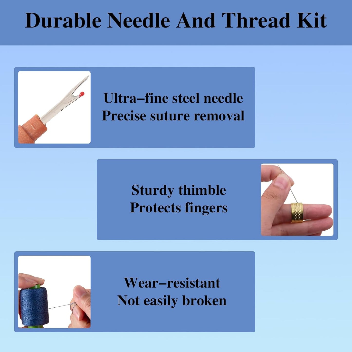 Big Eye Steel Sewing Needles Kit,37PCS Sewing Tool Set-Steel Needles,Thread Ripper,Thimble,Threaders and 6 Color Threads,Portable Hand Sewing Kit,for Beginners,Craft DIY Lovers,Daily Use (37 PCS Set)