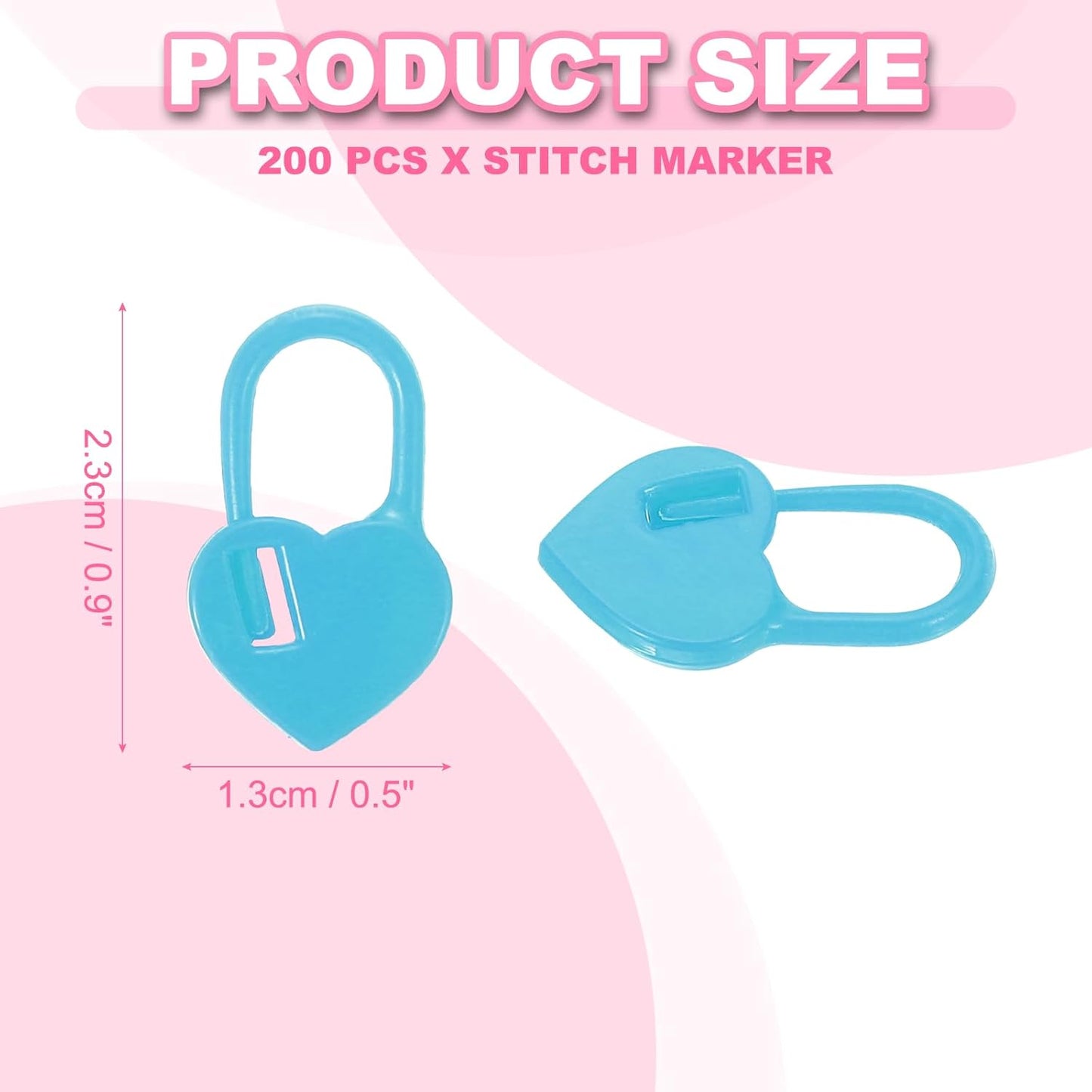 uxcell 200pcs Stitch Markers for Crocheting, Heart Shaped Crochet Marker Needle Clip Counter for Knitting Clothing Tag DIY Craft,Blue