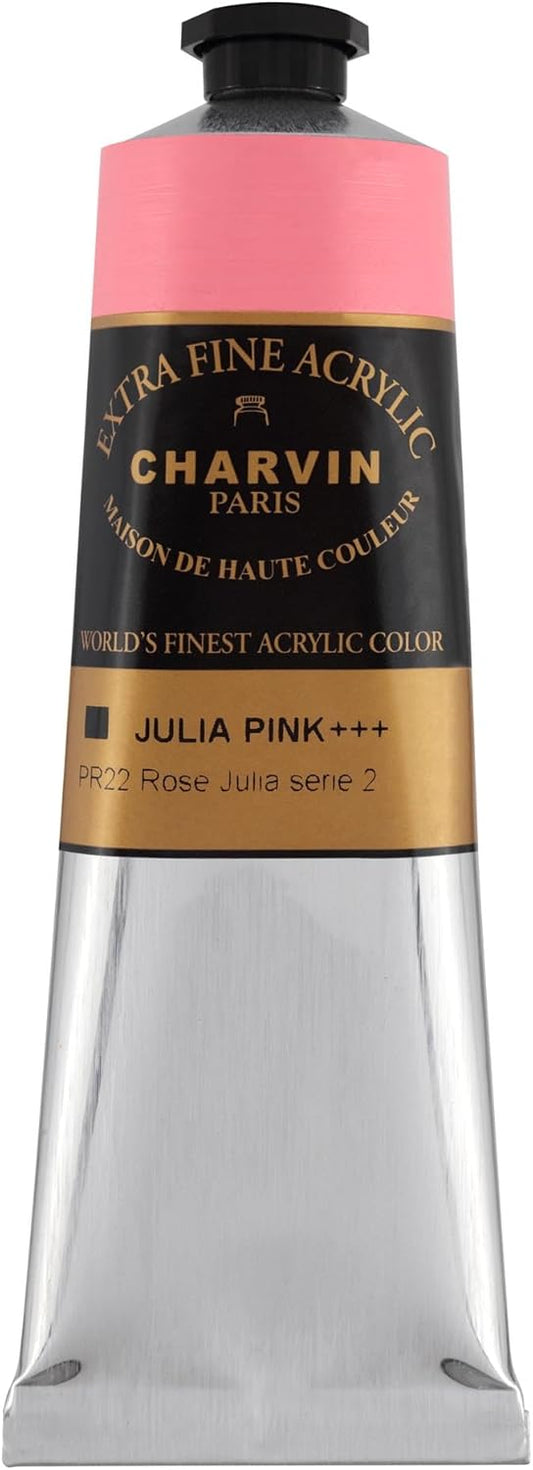 Charvin Extra Fine Professional Acrylic Paint - Julia Pink, 150ml Tube, Triple-Milled, Lightfast Pigments, Open Stock Artist Acrylic Paints in Nature-Inspired Hues