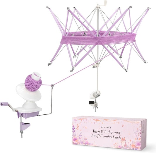 INMAKER Yarn Winder and Swift, Ball Winder and Swift Combo for Crocheting & Knitting, Quick Install Yarn Spinner, Essential Tool for Crafting Enthusiasts