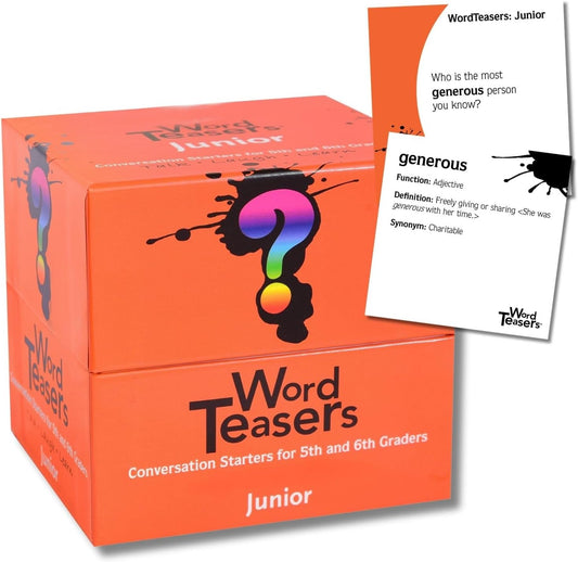? WORD TEASERS Junior - Vocabulary Word Game for Kids 8+ - Fun Family Conversation Starters - Reading Games for Elementary & Middle School - 150 Vocabulary Flash Cards/Conversation Cards