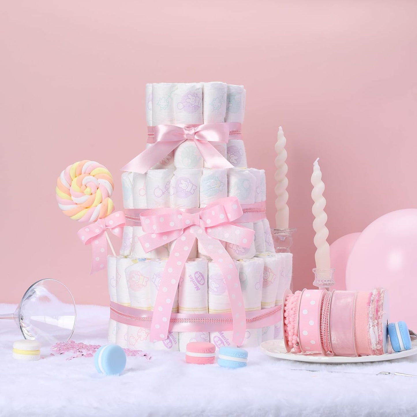 LaRibbons Pink Ribbons for Crafts 6 Rolls 27.5 Yards Total Thin Pink Ribbon for Baby Shower Sewing Gift Wrapping Clothing Trim Party and Home Decor