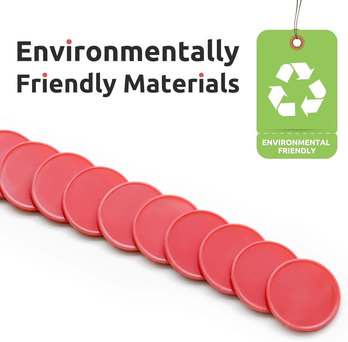 Set of 100 Opaque Plastic Learning Counters Mini Poker Chips Game Tokens with Storage Box (Red, 1.26 Inch)