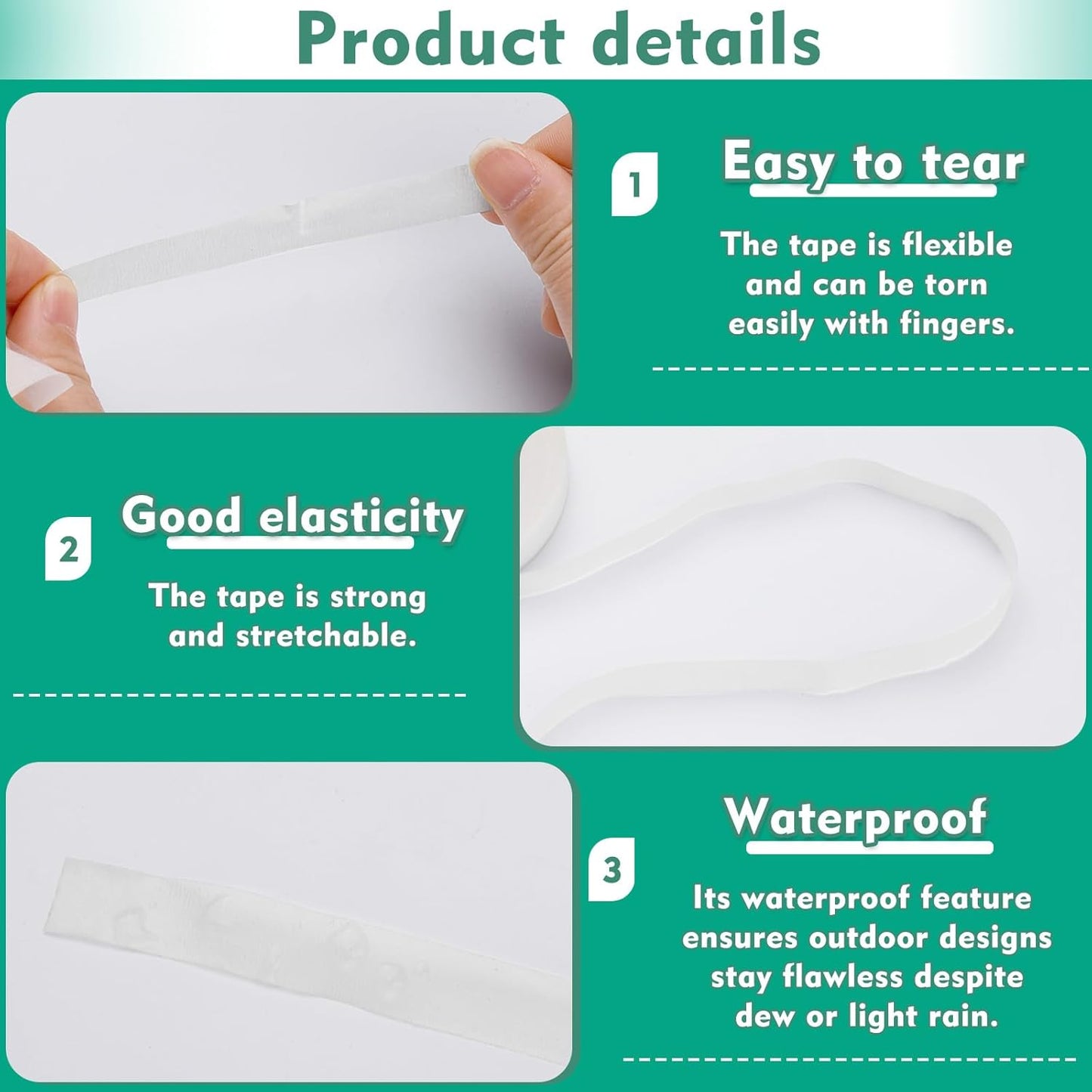 Floral Tape, 1/2inch Flower Tape, White Flower Tape for Bouquet Stem Wrap Floral Arranging Craft Projects Corsages, Wedding Bouquet