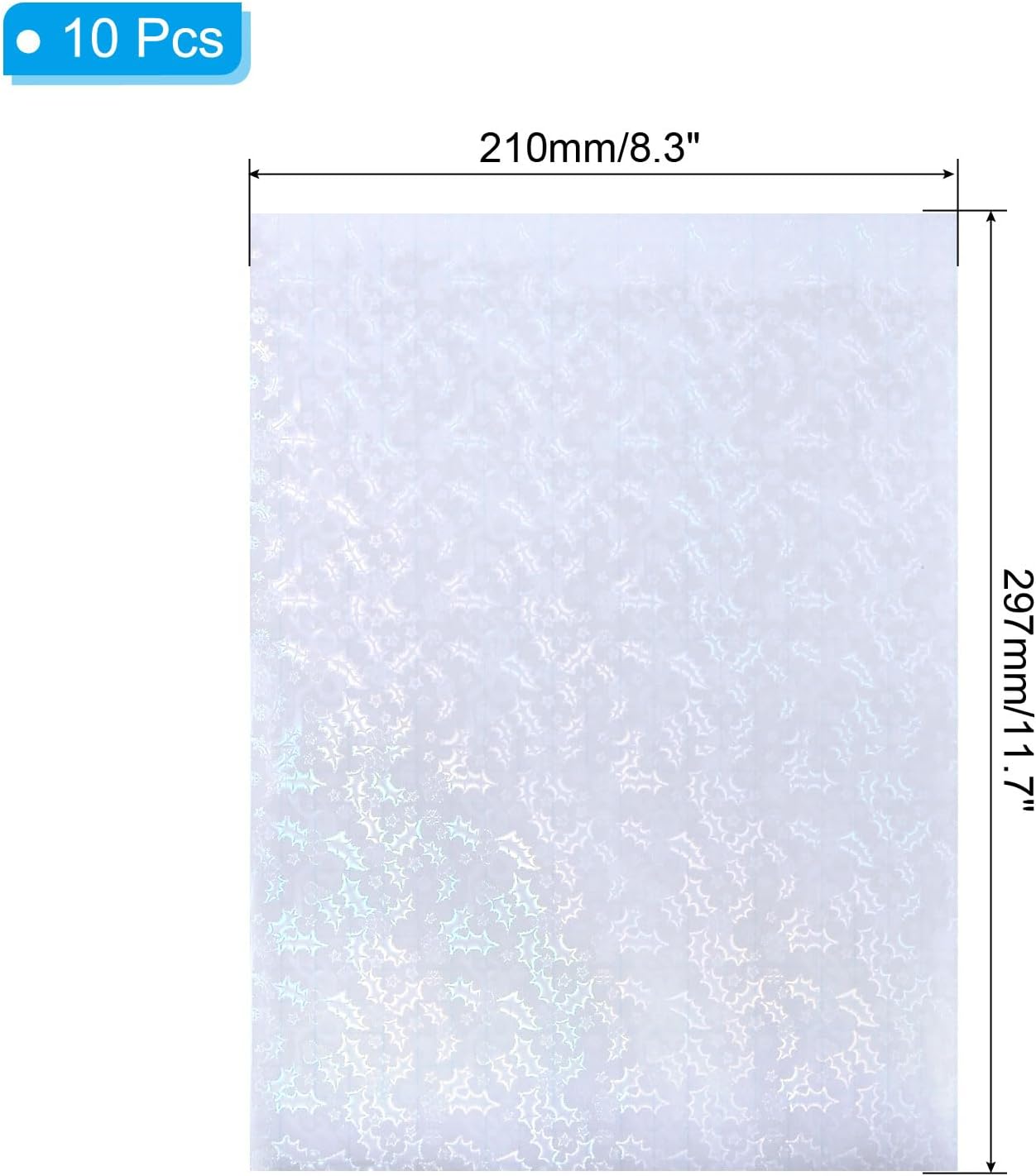 PATIKIL 11.7x8.3 Holographic Sticker Paper, 10Sheets A4 Polypropylene Self-Adhesive Transparent Waterproof Laminate Overlay Film for Photo Cards Scrapbook Decorations, Christmas Ribbon