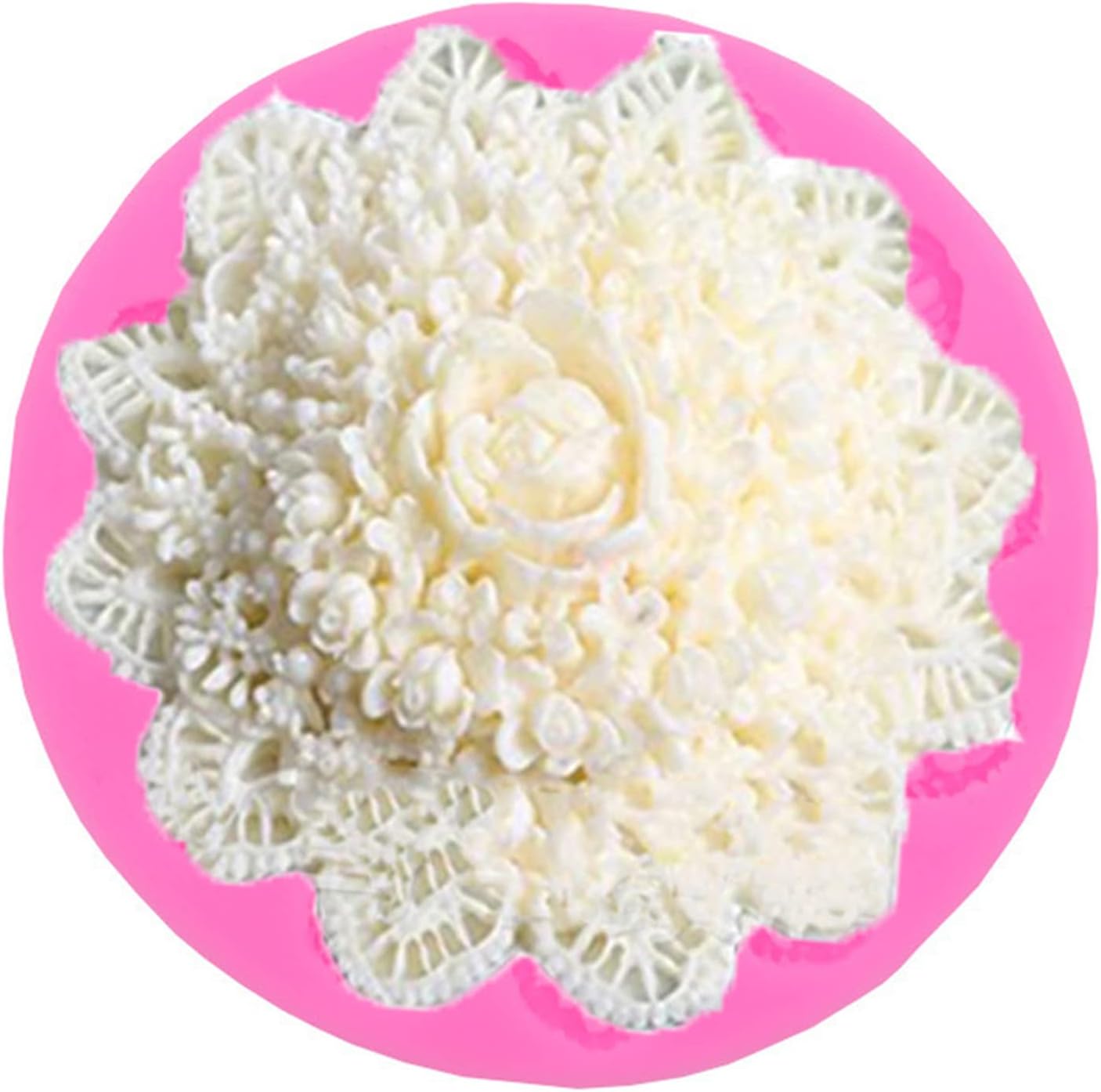 Lace Flower Silicone Mold for Candle, Soap, Fondant, Cake Decorating, Chocolate, Candy,Ploymer Clay