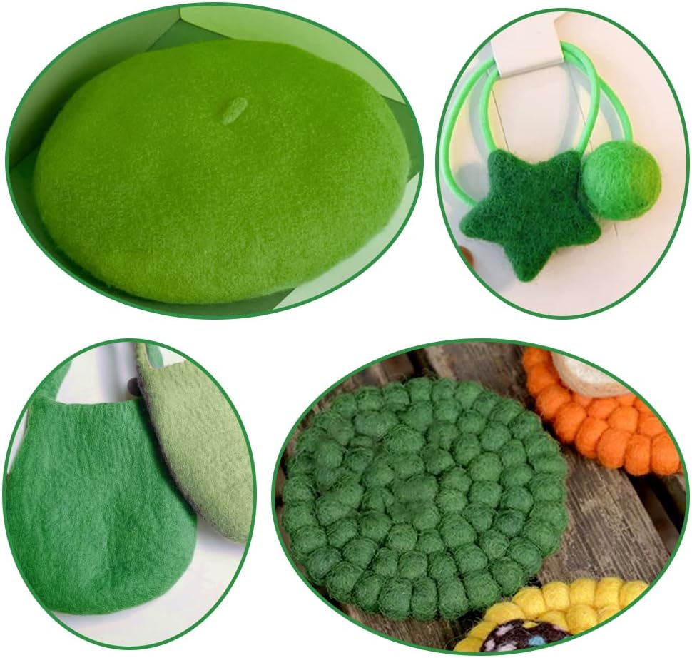 Wool Roving Bulk - 8.82oz Super Wool Chunky Yarn, Wool Roving Top for Needle Felting, Soft Felting Wool Supplies for Hand Spinning, Blending, Weaving and DIY Craft (Grass Green)