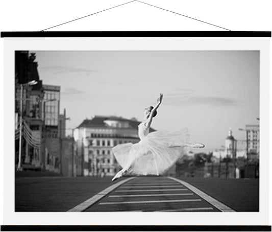 WITCOLOR 36 Inch Wide Magnetic Frames, Strong Magnet, Wood Poster Hanger for Diamond Painting, Maps, Pictures, Prints, Scrolls, Canvas Artwork, Movie Poster, Bedroom, Office (Black)