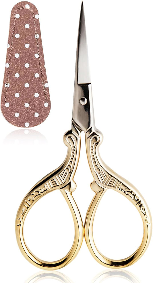 BIHRTC 3.6Inch Vintage Crochet Scissors - Small Embroidery Scissors with Stainless Steel Sharp Pointed Blades - Ideal for Sewing, Craft, DIY & Artwork DIY Tool