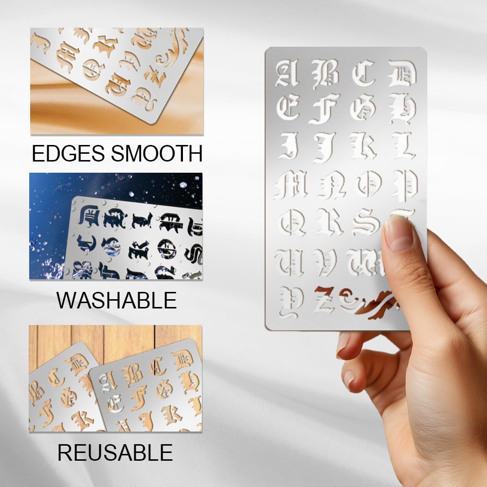 9PCS Metal Stencils Wood Burning Stencil Journal Border Stencils Letter Stencil Engraving Templates for Painting Scrapbooking Bookmark Flower Vines DIY(4 x 7 Inch)