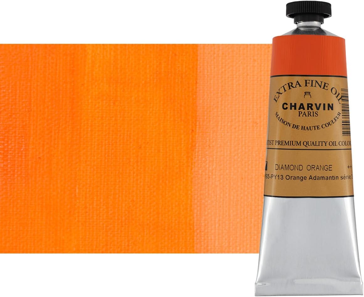 Charvin Extra Fine Oil Paint, Diamond Orange 60 ml - Triple-Milled, Rich Texture, Poppy Oil-Based, Light-Fast, Handmade, Archival Quality