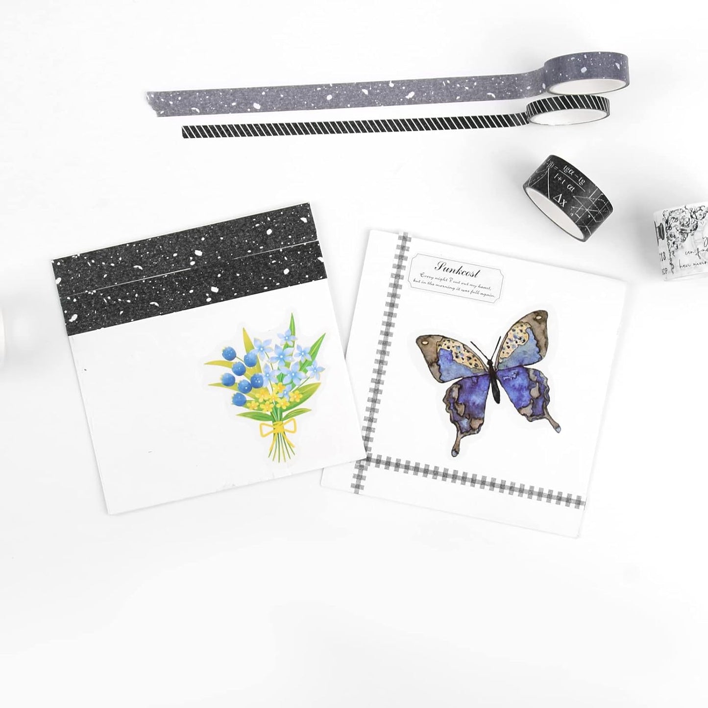 Dizdkizd Black and White Washi Tape Set, 20 Rolls Gothic Aesthetic Japanese Washi Tape Wide Scrapbooking Supplies Decorative Tape for Journaling, Planner, DIY Crafts