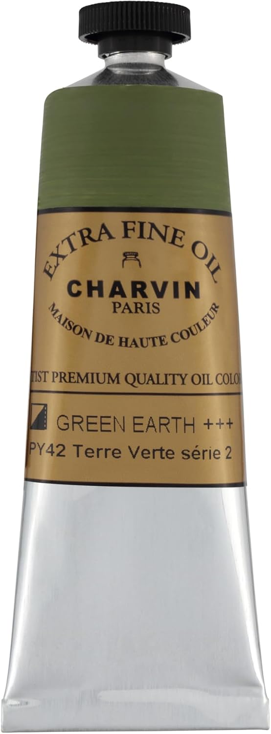 Charvin Extra Fine Oil Paint, Green Earth 60 mL - Triple-Milled, Rich Texture, Poppy Oil-Based, Light-Fast, Handmade, Archival Quality