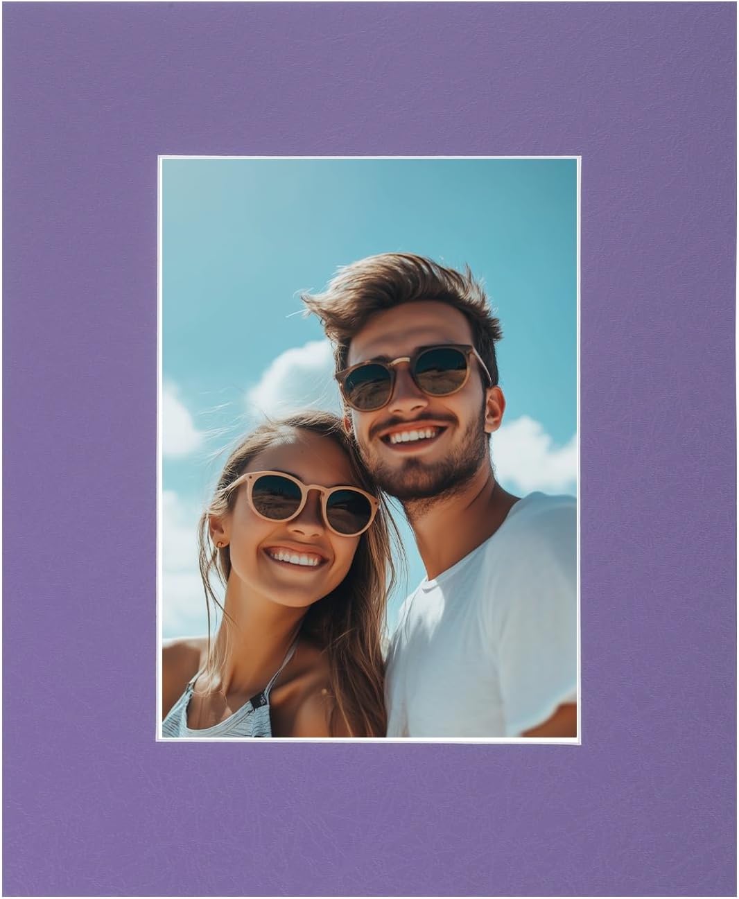 Picture Mats, 8 x 10 for 5 x 7 Pictures Acid Free White Core Bevel Cut Frame Mattes for Display Art Measuring, Purple