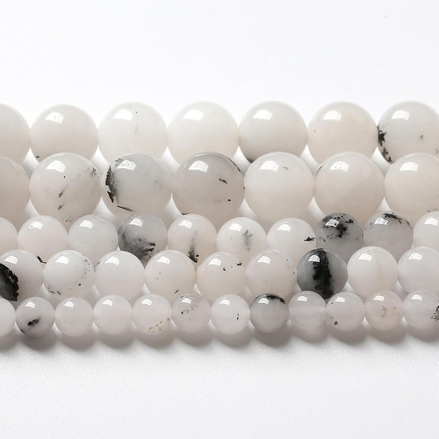 60pcs 6mm Natural Black Rutilated Quartz Crystal Jade Stone Beads for Jewelry Making Energy Healing Power Stone Beads DIY Bracelet Necklace Accessories 15" (6mm, Black Rutilated Quartz Jade)