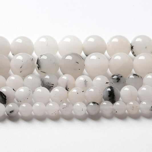 36pcs 10mm Natural Black Rutilated Quartz Crystal Jade Stone Beads for Jewelry Making Energy Healing Power Stone Beads DIY Bracelet Necklace Accessories 15" (10mm, Black Rutilated Quartz Jade)