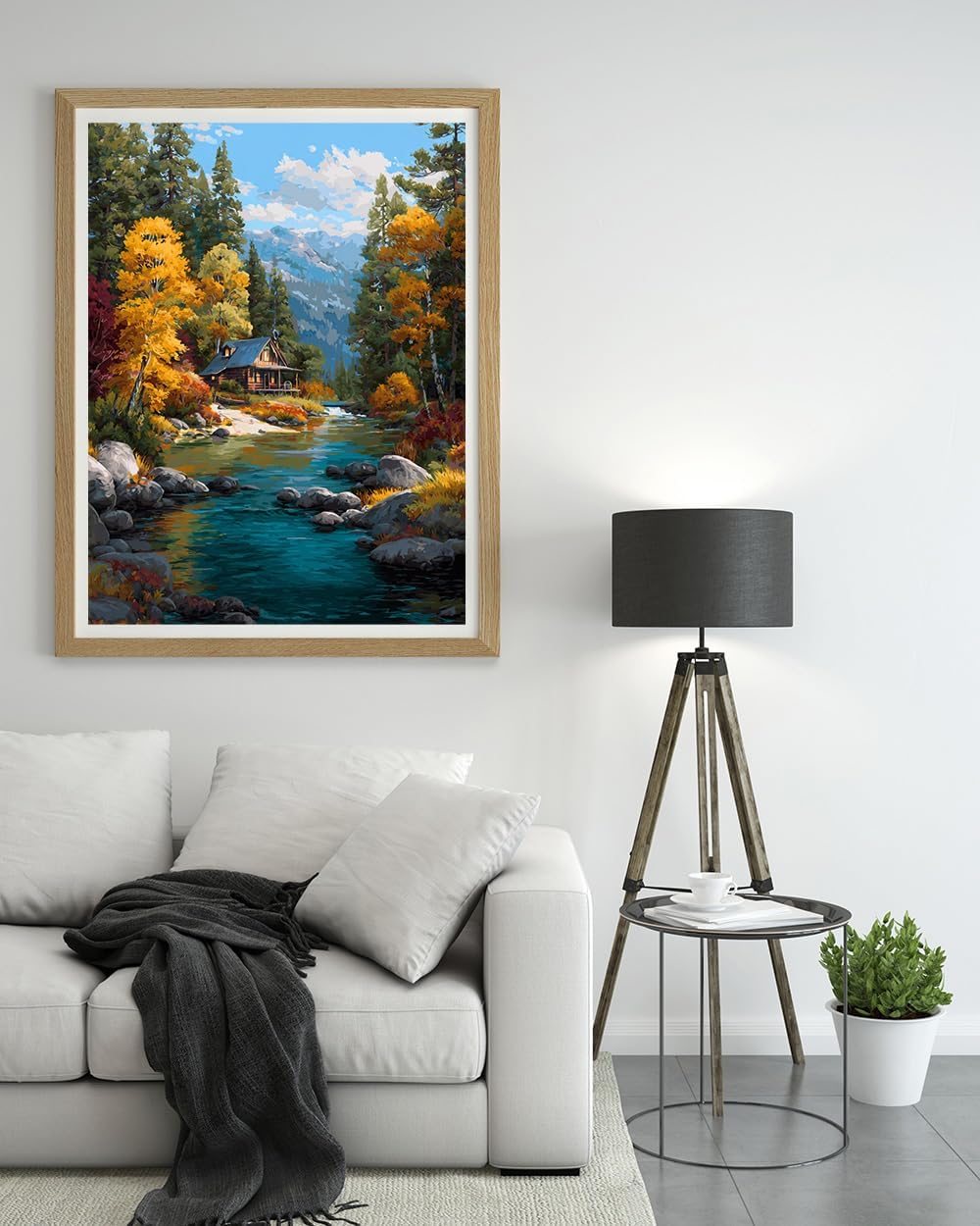 14CT Counted Cross Stitch Kits for Adults Advanced Mountains Lake Printed Stamped Cross Stitch Kits for Adults (Mountain Lake 1)