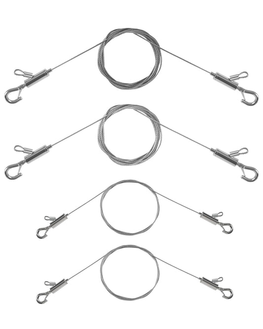 Adjustable Picture Hanging Wire, 2PCS 1m x 1mm Small Hooks + 2PCS 2m x 1.5mm Large Hooks Picture Frame Wire Kit Heavy Duty up to 100lbs, Stainless Steel for Mirror, Light, Flowerpot