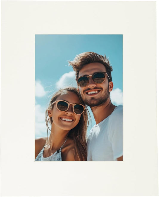 Picture Mats, 8 x 10 for 5 x 7 Pictures Acid Free White Core Bevel Cut Frame Mattes for Display Art Measuring, Cream