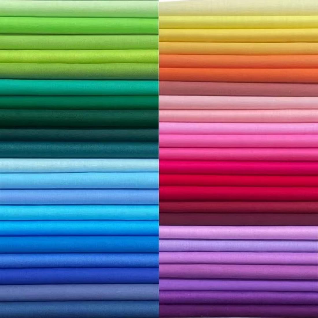 HANPATQUI 50PCS 5 x 5 inch Solid 100% Cotton Fat Quarters Fabric for Sewing and Quilting Bundles Precut Fabric Square for DIY Craft Patchwork