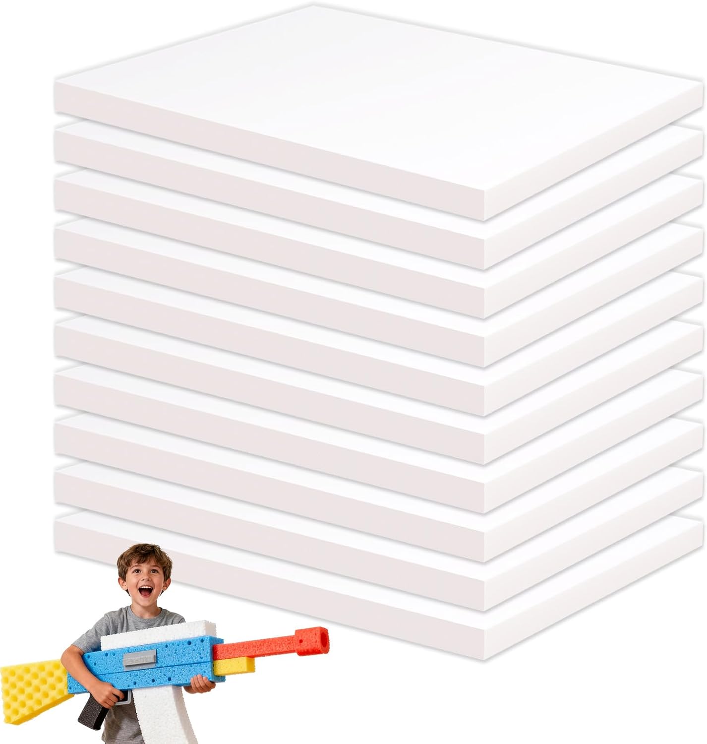 Gvereld High Density XPS Foam Board,10 Pack 11.7x7.8x0.4in Polystyrene Craft Foam Sheets, Rigid and Easy to Shape,DIY Modeling Art Projects, Party Decoration, Cosplay Prop Production, Heat Insulation