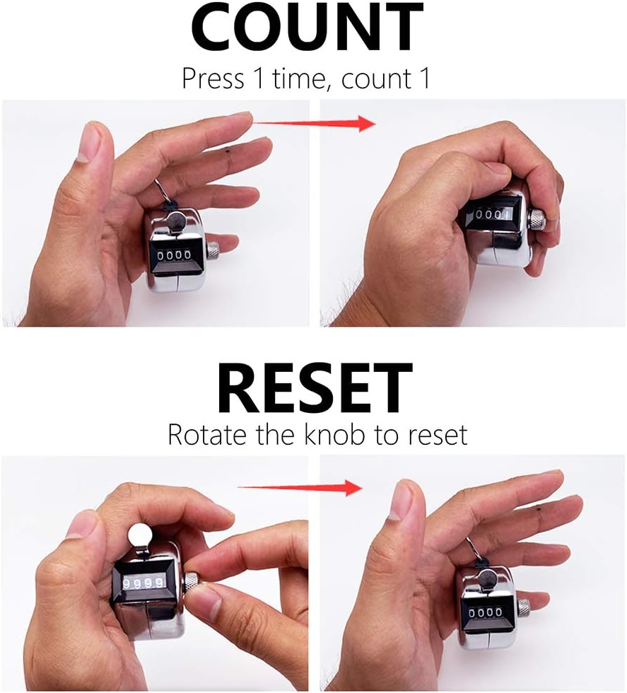 Amble Tally Clicker Counter, Metal Case Mechanical Clicker Digital Handheld Tally Counter with Nylon Lanyard
