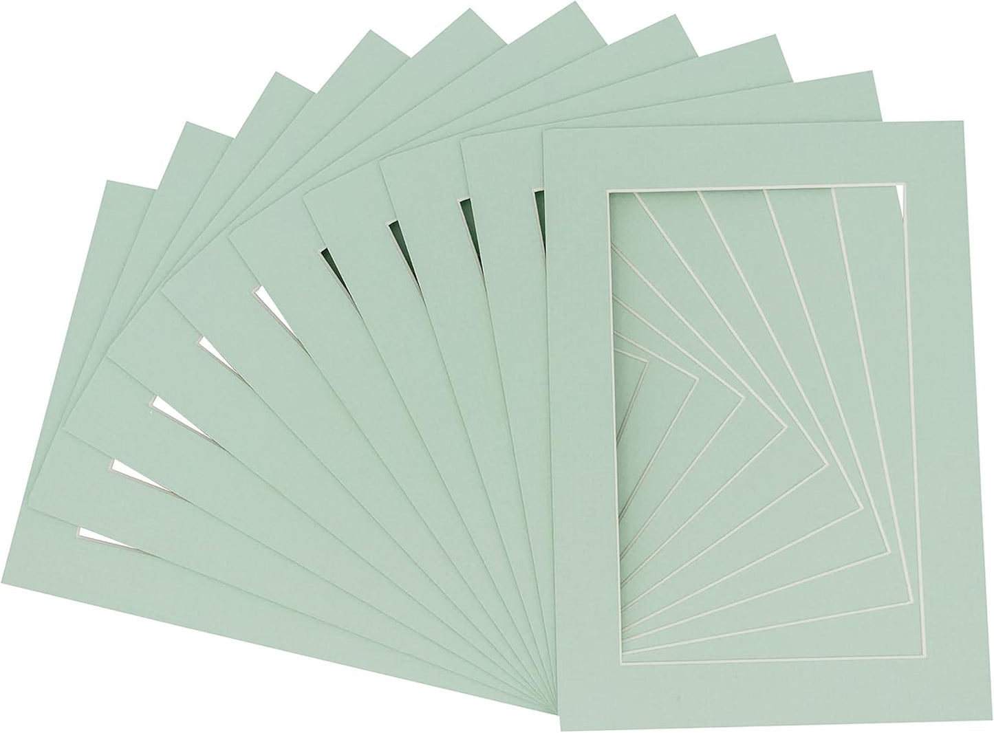11x14 Mat for 8.5x11 Photo - Precut Honeydew Green Picture Matboard for Frames 11 x 14 Inches - Bevel Cut to Display Art 8.5 x 11 Inches - Acid Free Pack of 10 MATS with Backing Boards & Clear Bags