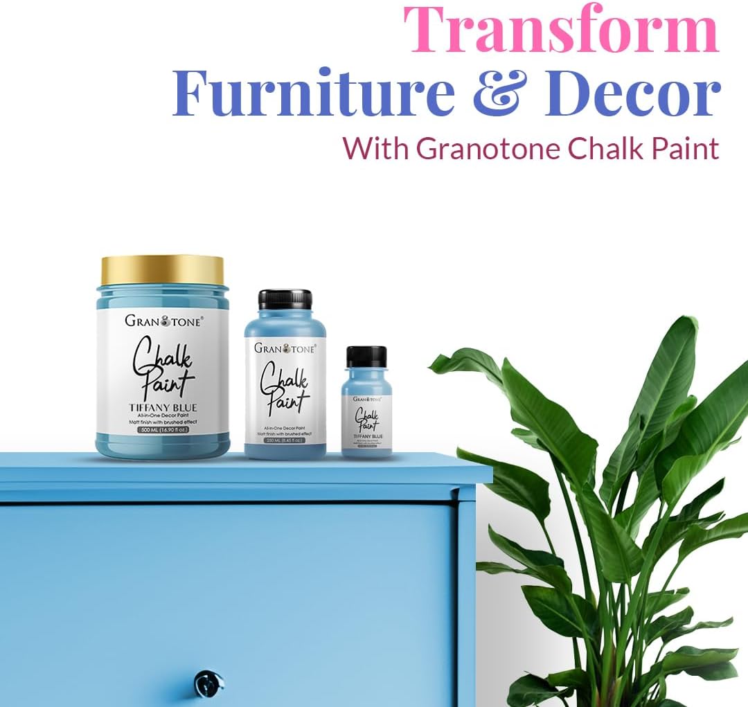 GRANOTONE Chalk Paint for Furniture, Home Decor, Crafts | Eco-Friendly | All In One Paint | No Wax Needed | Versatile DIY Solution | 120 ML (TIFF BLUE)