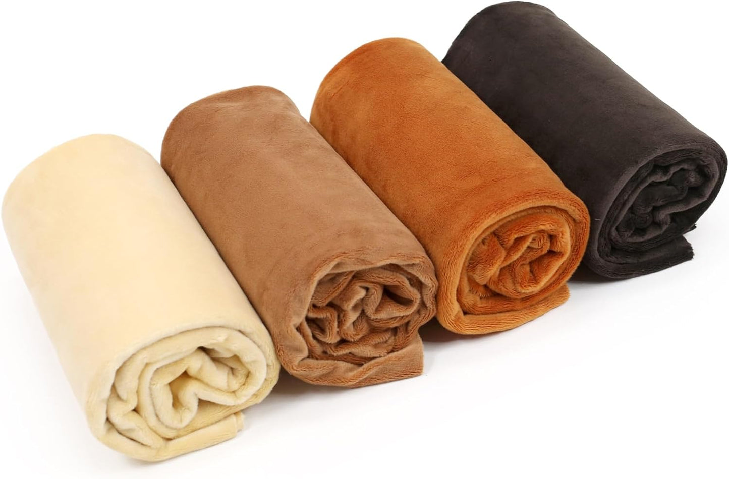 kullaloo Minky Fabric | Bundle: 4 Precut Pieces Solid Minky Plush Fabric for Sewing | 39.5x29.5 Each | for Plushies, Baby Blankets, Pillows, Dog Beds, Apparel | Brown Colors Minky Fabric Pack