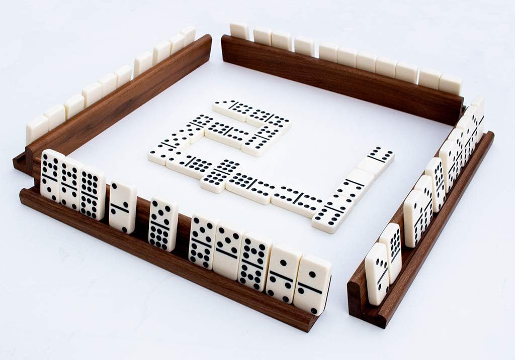 Easy-View Domino Racks for Maximum Visibility and Ease in organizing Your Hand. Solid American Black Walnut
