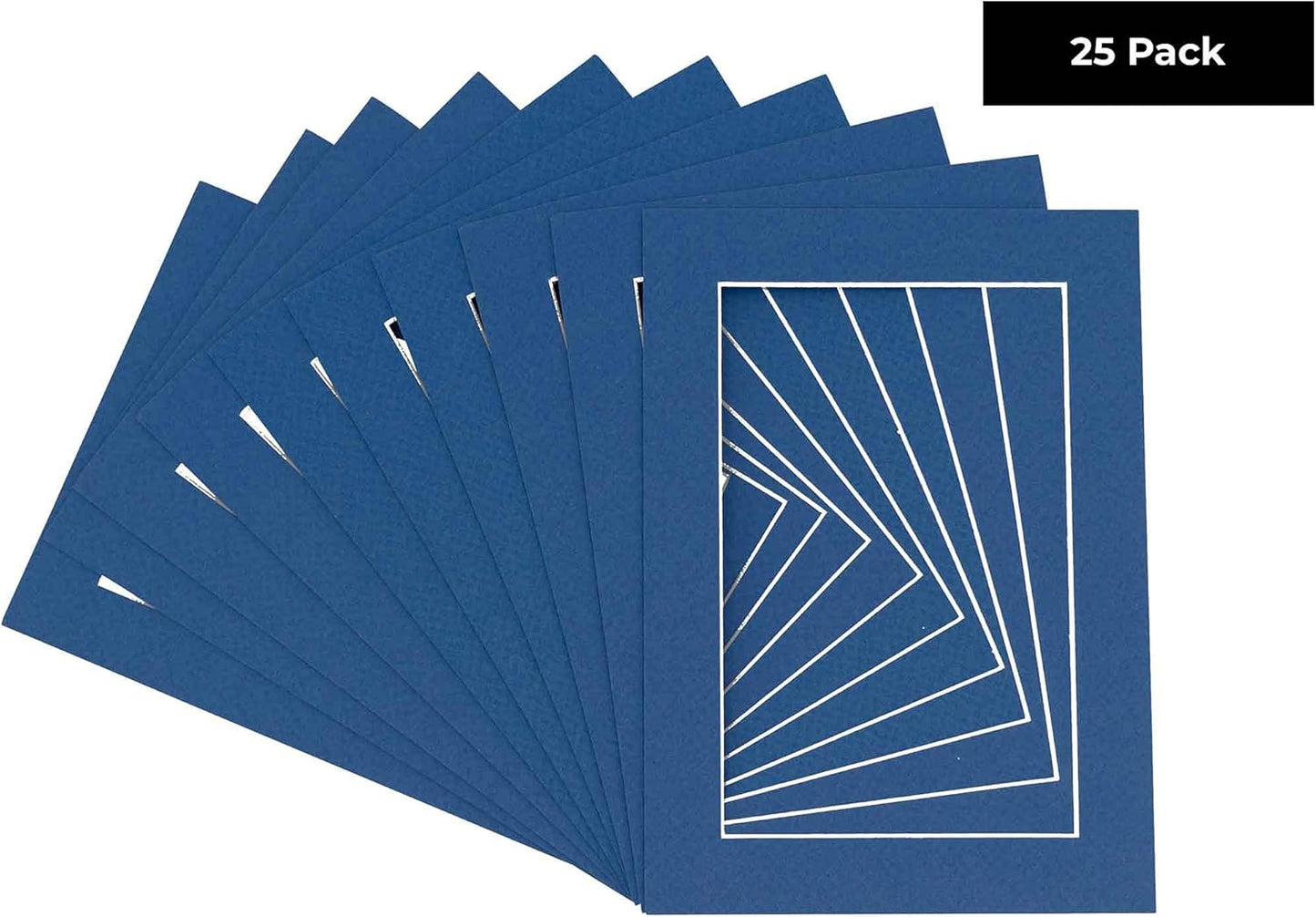 11x14 Mat for 8.5x11 Photo - Precut Royal Blue Picture Matboard for Frames 11 x 14 Inches - Bevel Cut to Display Art 8.5 x 11 Inches - Acid Free Pack of 25 MATS with Backing Boards & Clear Bags