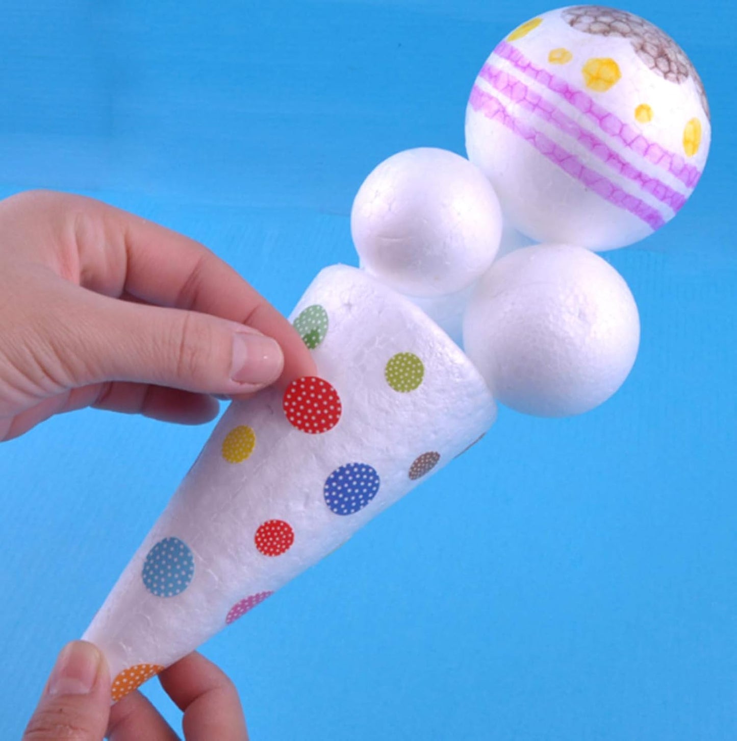 FFchuanhe 63Pack Craft Foam Balls Assorted Sizes (0.8-2.4 in) 60Pack, Foam Balls for Arts and Crafts, Christmas, School Craft Project and Holiday Party