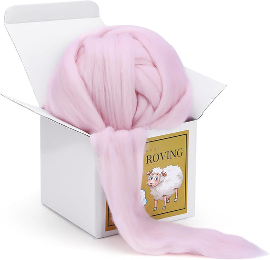 Wool Roving Bulk - 8.82oz Super Wool Chunky Yarn, Wool Roving Top for Needle Felting, Soft Felting Wool Supplies for Hand Spinning, Felting, Blending, Weaving and DIY Craft