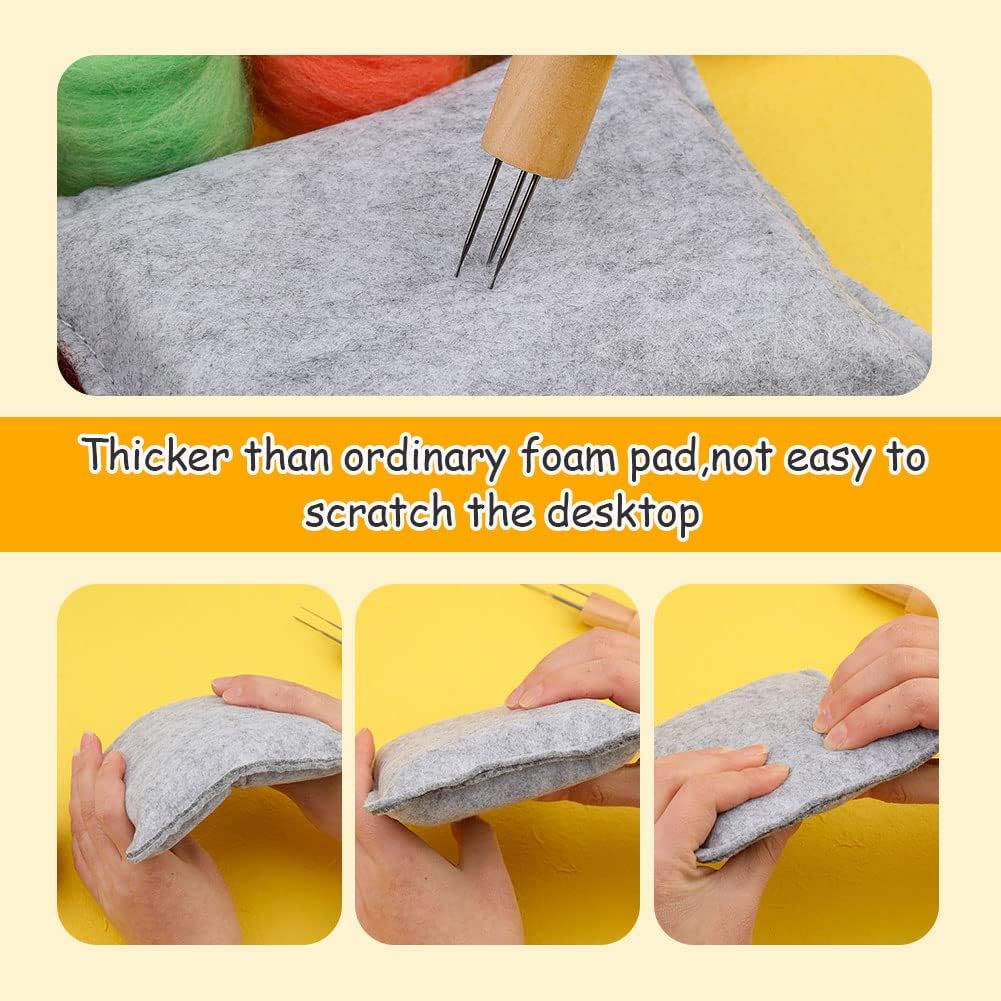WONVOC Needle Felting Pad, Felting Kit, Needle Felting Mat and Felting Needles with Wooden Handle Holder,Needles Felting Tools for Wool Craft Project